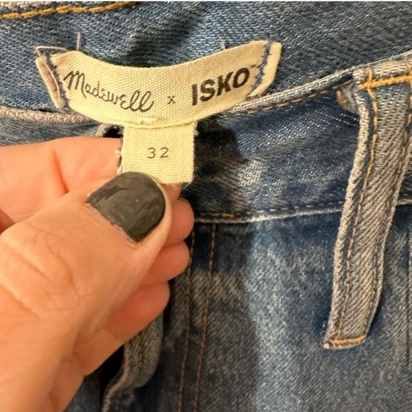MadewellxISKO patch high rise denim flare woman 70’s inspired raw hem jean 32 - Picture 7 of 11